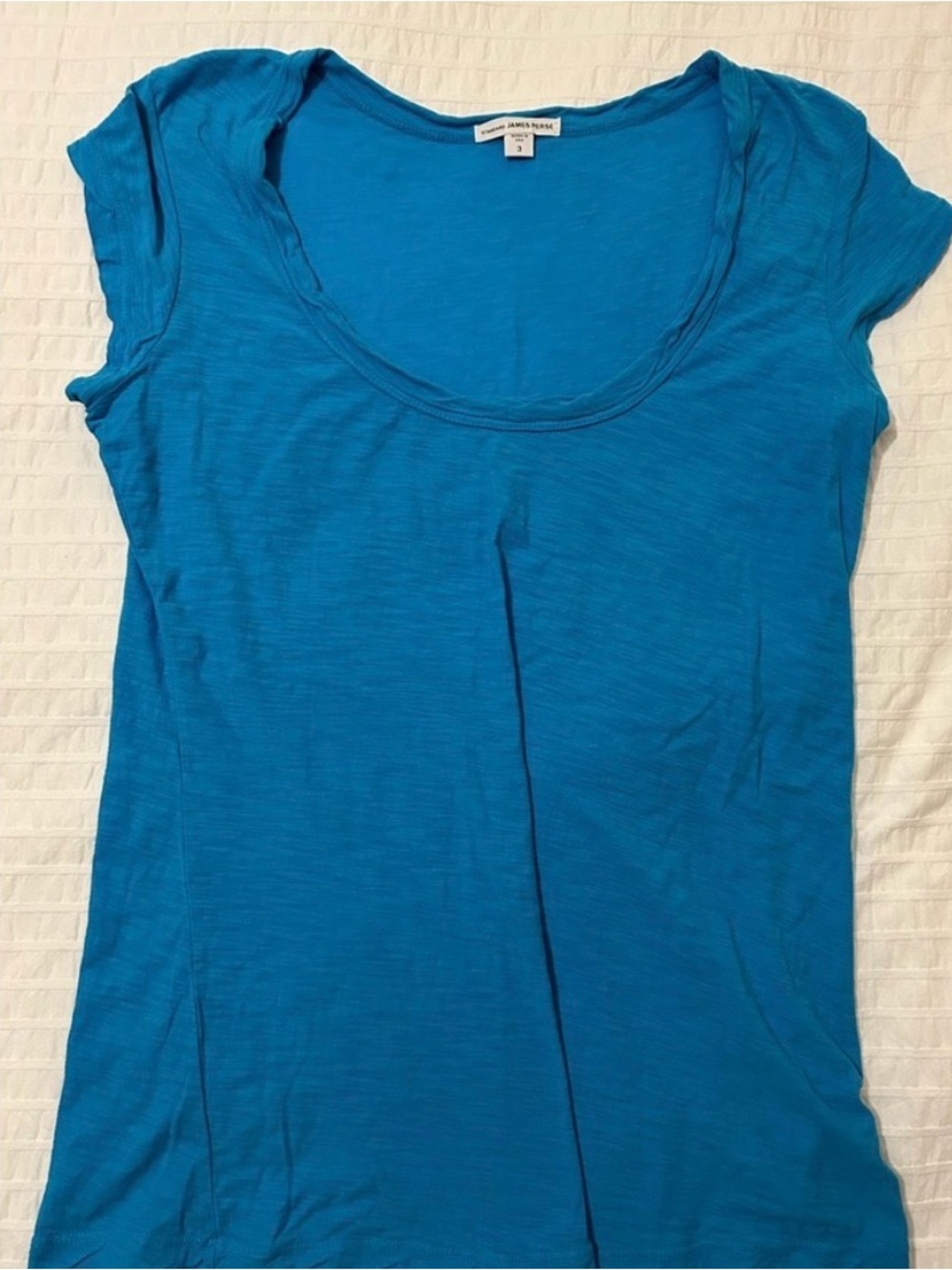 James Perse Short Sleeve Scoop Neck Tee in Bright Teal